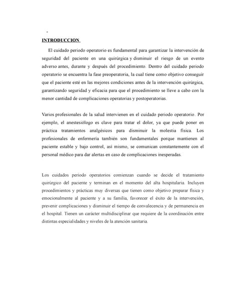 Informe Ptp Espero Te Sirva Introduccion El Cuidado Periodo