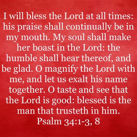 Psalm I Will Bless The Lord At All Times His Praise Shall