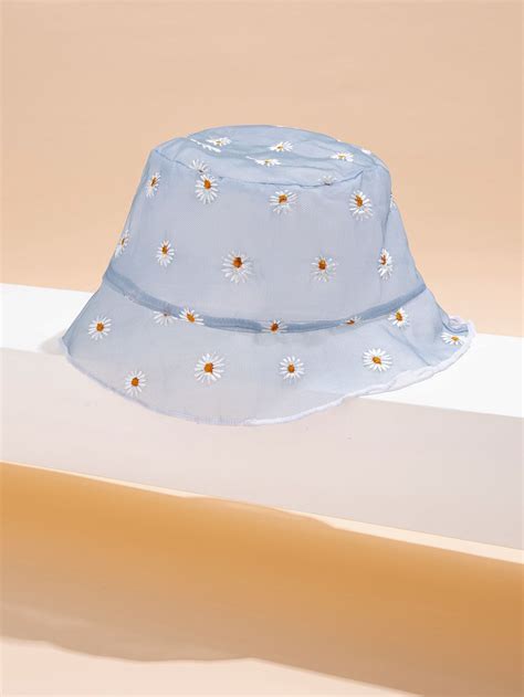 Daisy Embroidered Bucket Hat | SHEIN USA | Embroidered bucket hat ...