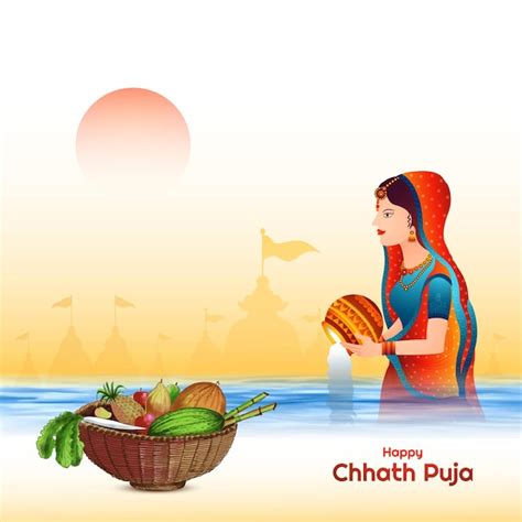 Free Vector Happy Chhath Puja Festival Holiday Card Background