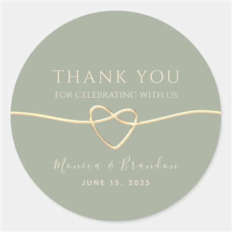 Sage Green Wedding Thank You Classic Round Sticker Zazzle