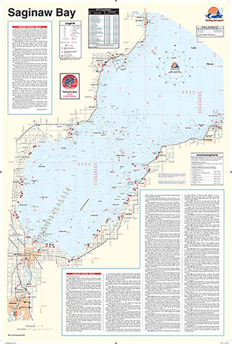 L129 Saginaw Bay Fishing Wall Map Longitude Maps