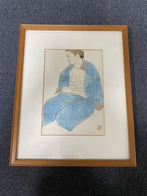 【傷や汚れあり】野島青茲 「すとう」 野島京子鑑定共シール 額 絵画 鉛筆 水彩 模写？ 詳細不明 箱付の落札情報詳細 ヤフオク落札価格