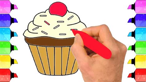 How To Draw A Cute Cupcake Draw A Birthday Cupcake Easy Drawing