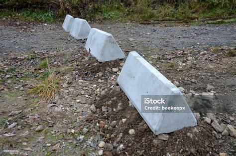 Horizontal Road Marking Lanes Highway Concrete Barriers On The Road