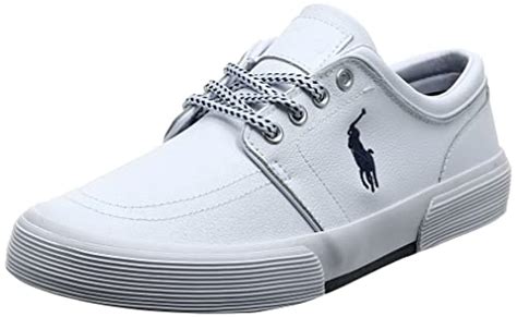 Polo Ralph Lauren Mens Faxon Low Sport Leather Fashion Sneaker White 8 D Us Pricepulse