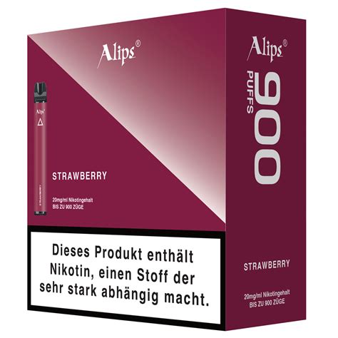 Alips 10er Pack Strawberry Einweg E Shisha 900 Züge mit Nikotin 69 00