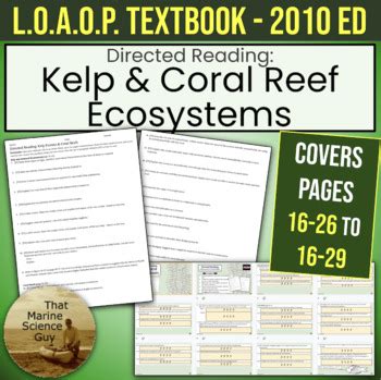 L O A O P Textbook Resource Kelp Coral Reef Ecosystems Worksheet