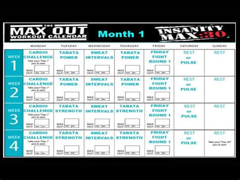 Insanity Workout Calendar Month Infoupdate Org