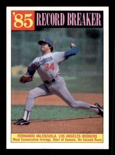 Topps Baseball Fernando Valenzuela Record Brkr Nm Mt Or