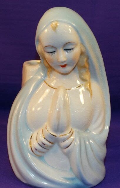 Vntg Japan Pottery Blessed Madonna Virgin Mary Head Vase Planter Hand