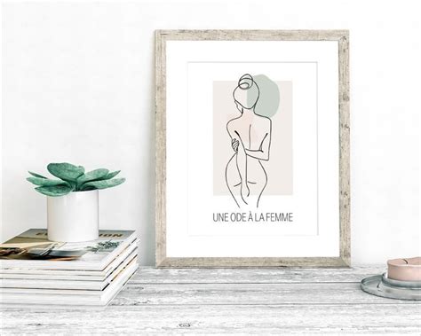 Printable Mid Century Modern Female Nude Wall Art Aesthetic Female