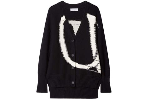 Off White Logo Intarsia Wool Cardigan Black White Fw23 Kr