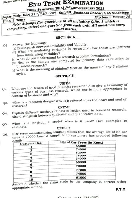 Bba 3rd Sem Business Research Methodology Question Paper Ipu 2023 R Questionpaper