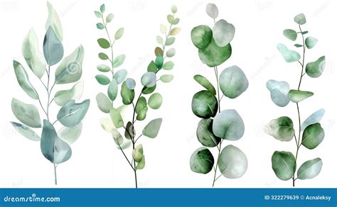 Watercolor Eucalyptus Set Eucalyptus Branches And Leaves Collection