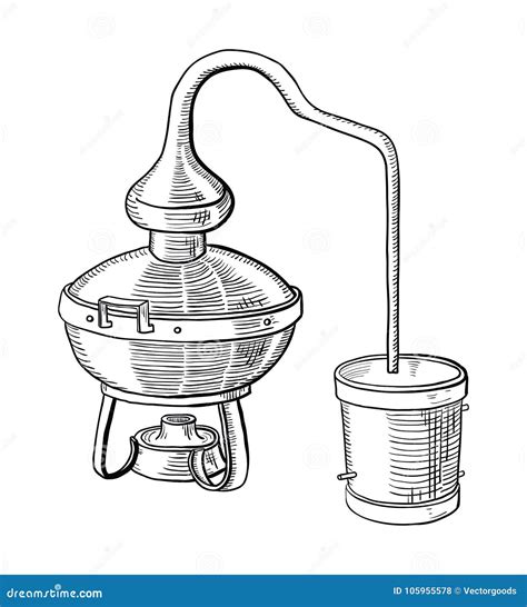 Alcohol Distillation Process Stock Vector Illustration Of Hand