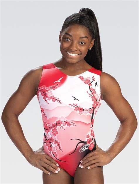 E4168 Simone Biles Scarlet Sunset Gymnastikdragter Uden ærmer