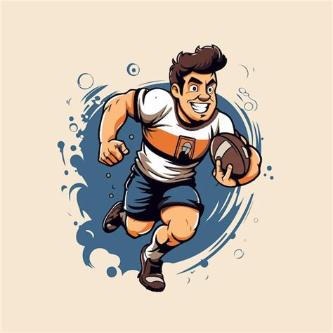 Ilustración de un jugador de rugby corriendo con la pelota en la mano