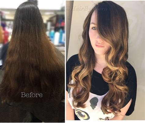 Caramel Balayage Wavy Layer Hair Style