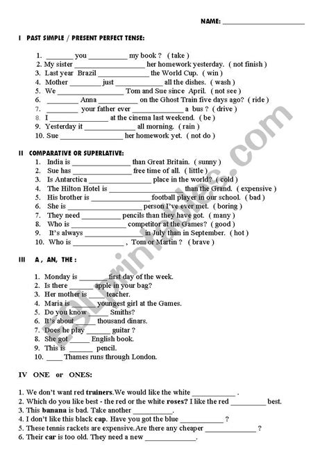 7th Grade Grammar Worksheets