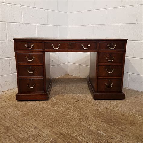 Antique Edwardian Mahogany Twin Pedestal Desk C1900