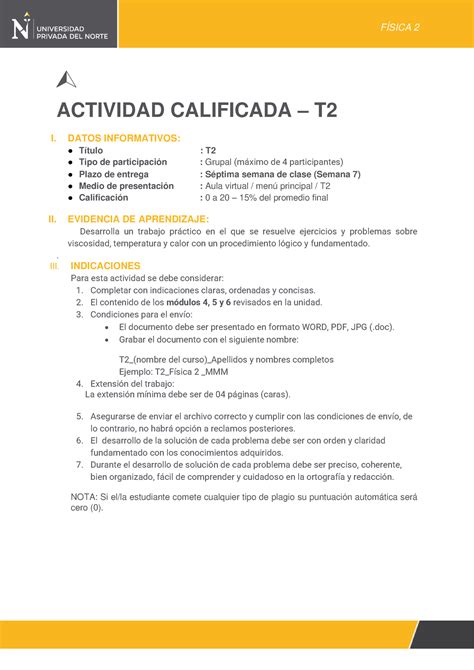 T Fi T F Sica Upn Actividad Calificada T I Datos Informativos