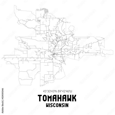 Fototapeta Mapa świata Dla Dzieci Tomahawk Wisconsin Us Street Map