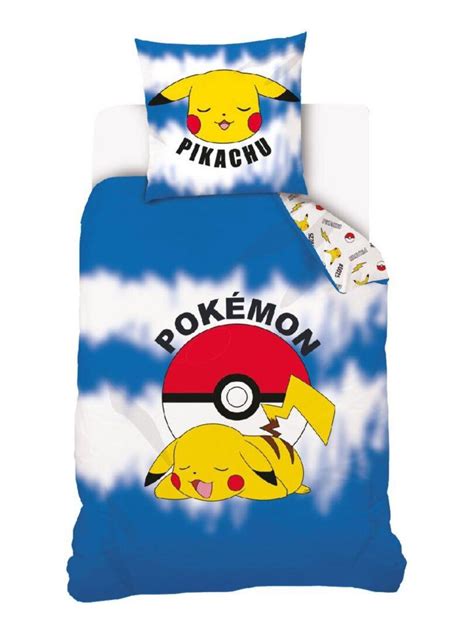 Parure De Lit Pokemon Pikachu Coton X Cm Bleu Kiabi