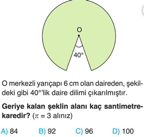 Çember ve Daire Test Çöz 7 Sınıf Matematik Testleri Yeni Nesil