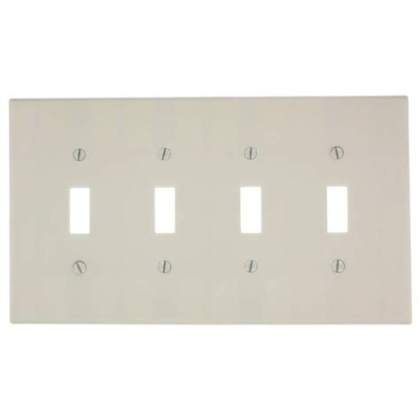 Leviton 80512 T Thermoset Device Mount Midway Size 4 Gang Wallplate 4 Toggle Switch Light Almond