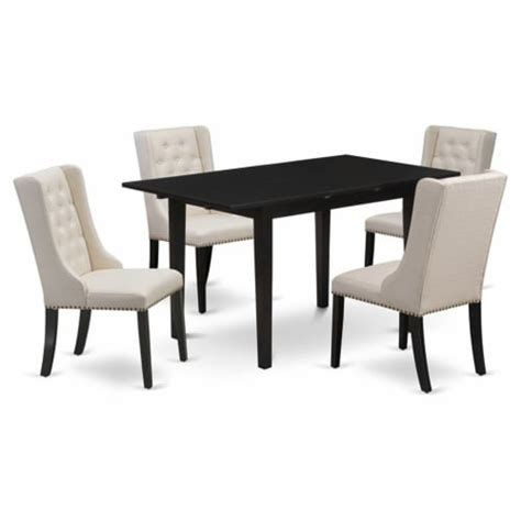 East West Furniture Norfolk Piece Wood Dining Set In Black Cream