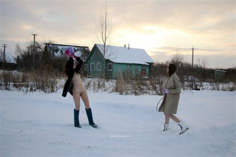 Naked Snowball Fight In A Snowy Russian Village Russian Sexy Girls