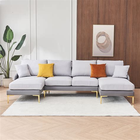 Modstyle L-Shaped/U-Shaped Modern Sectional Sofa with Chaise & Ottoman ...