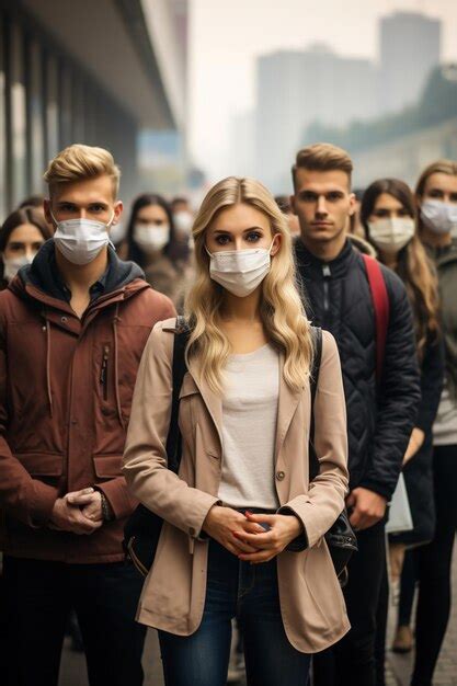 Photo De Personnes Portant Des Masques Dans Une Rue Animée De La Ville