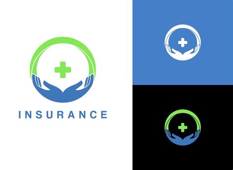 Health insurance logo. Health symbol icon and Two Hands. Vector Logo ...