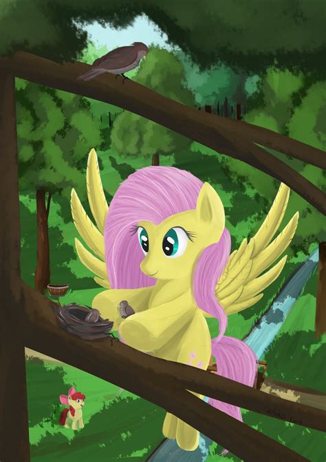 Fluttershy And Bird Apple Bloom Эппл Блум Fluttershy Флаттершай