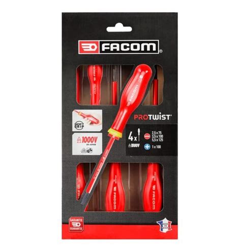 Facom At Vepb Piece Protwist Insulated Slotted Pozi Screwdriver Set