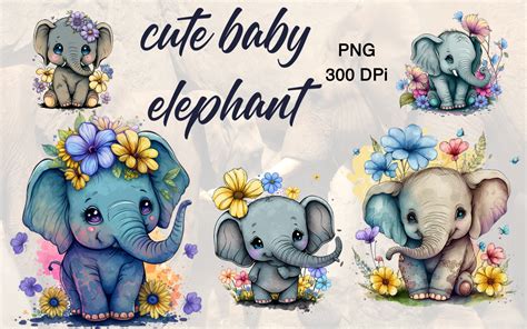 Cute Baby Elephant Bundle Graphic By Harhouze Hicham Creative Fabrica