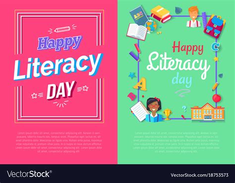 Set of posters for literacy day Royalty Free Vector Image