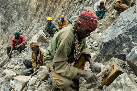 Premium Photo | Gemstone mining techniques Miners in remote locations equipped with traditional ...