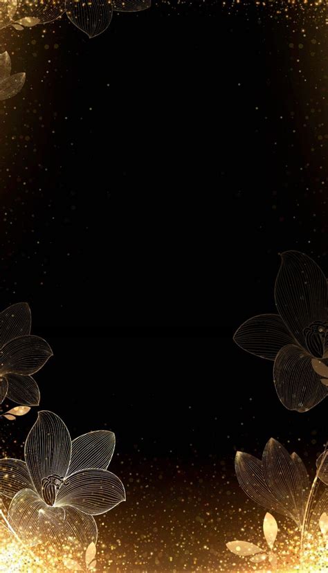 An Abstract Gold Background With Flowers And Sparkles In The Middle On