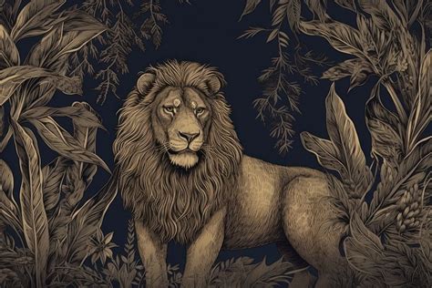 Lion jungle mammal animal art. | Free Photo Illustration - rawpixel