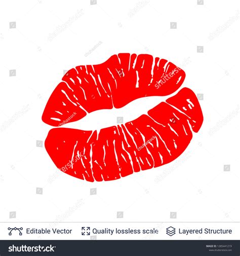 Red Lips Print Isolated On White Stock Vector Royalty Free 1285441219