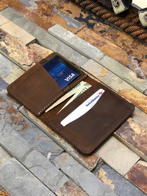 MONOGRAMMED Leather Wallet Minimalist Mens Wallet Bifold Etsy