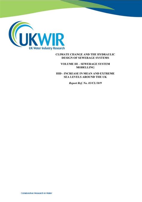 Climate Change And The Hydraulic Design Of Sewerage Systems Volume Iii