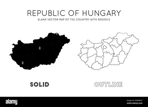 Hungary map. Blank vector map of the Country with regions. Borders of ...