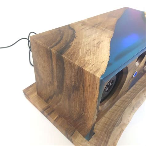 Handmade Wooden Bluetooth Speaker From Walnut Wood And Epoxy Resin