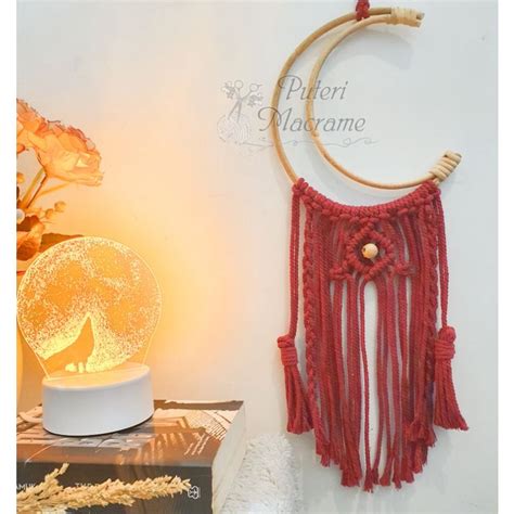 Jual Hiasan Dinding Macrame Dream Catcher Bulan Sabit Aesthetic Kode 3