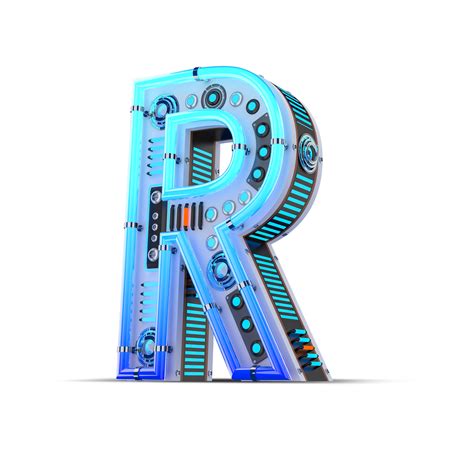 D Alphabet With Blue Neon And Neon Light Effect Png