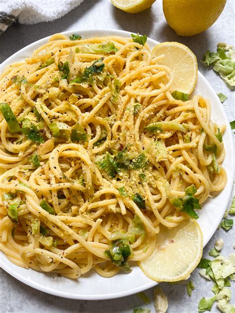 Lemony Brussels Sprouts Pasta Plant Based Jane